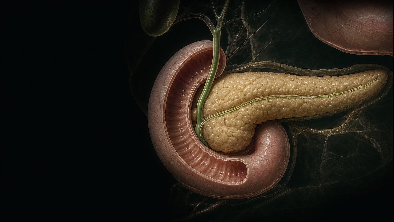Pancreas, pancreatic duct and duodenum with responsive labels for interpretation and EUS
