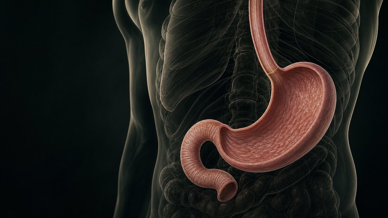 Animated gastrointestinal visual with responsive labels for evidence-led patient education